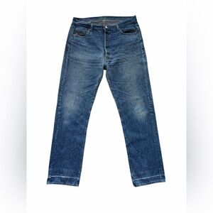 VTG Levis 501-0119 Button Fly Jeans Mens 36x34 90s Red Tab USA Made Blue Denim